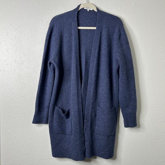 Madewell Kent Cardigan Womens Medium Blue Coziest Yarn Longline Open Front - Picture 4 of 9